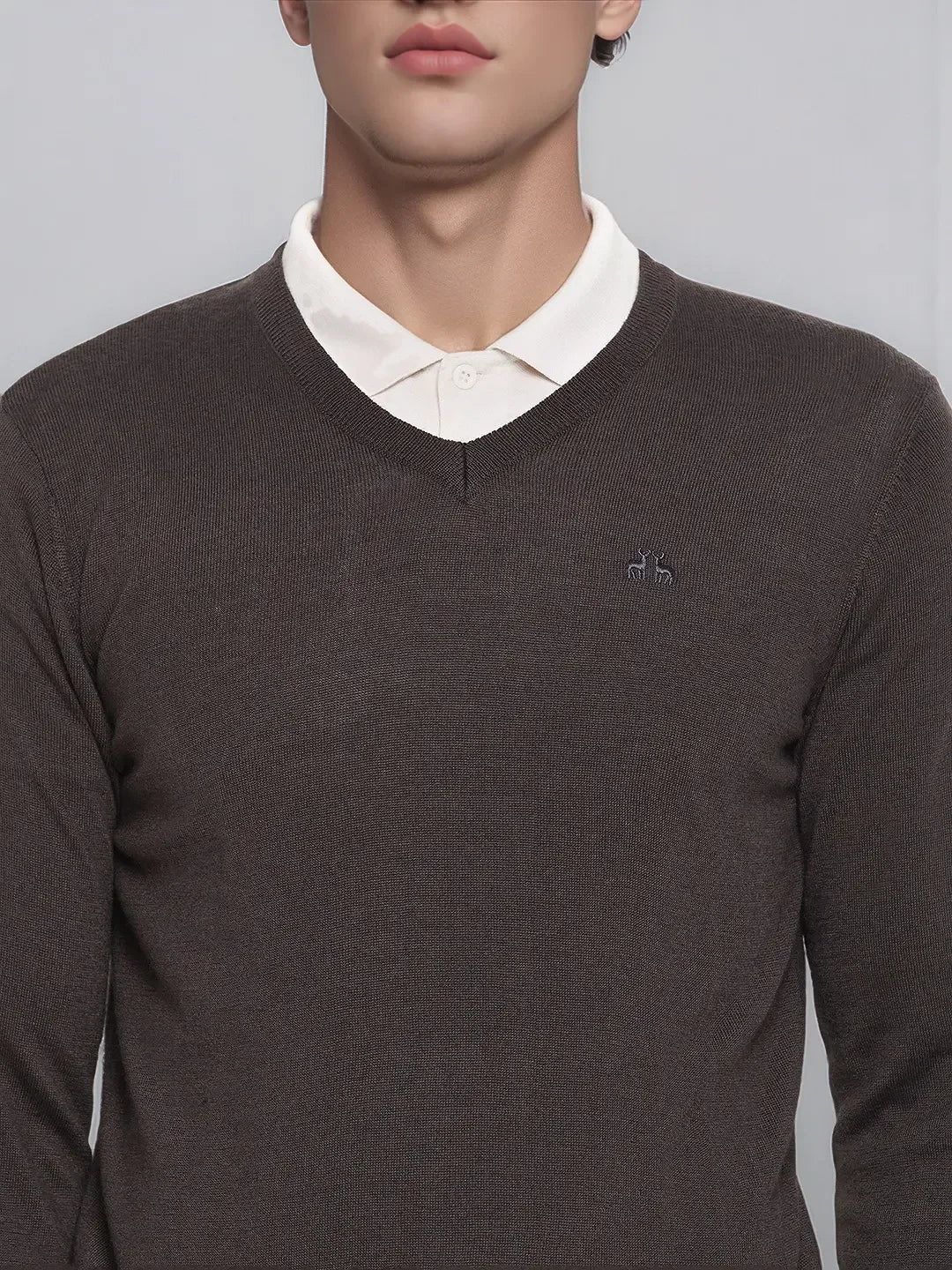 Merino Wool V-Neck Sweater - Charcoal Grey
